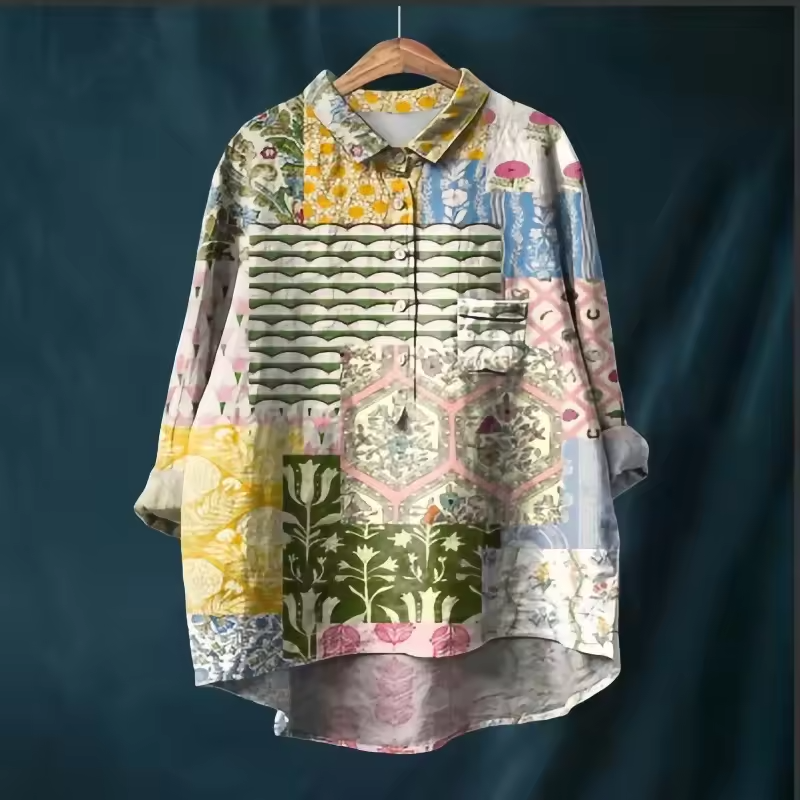 Avianelle - Artistic Pattern Button-Up Shirt