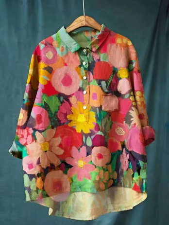 Evelienne - Vibrant Floral Button-Up Top