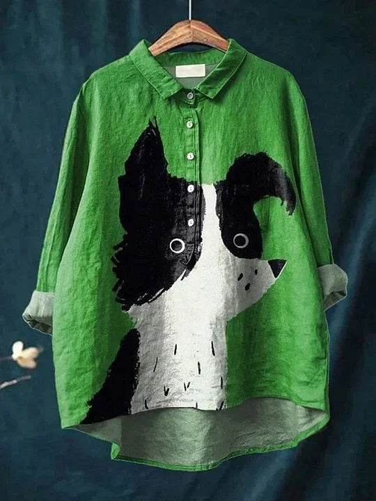 Rowelline - Fun Dog Print Shirt