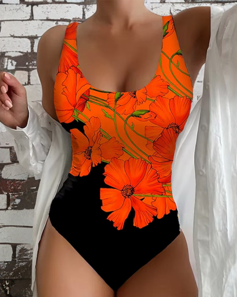 Angel - Stylish one-piece swimsuit with floral pattern