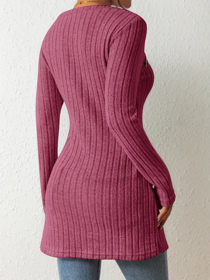 Jasmine - Asymmetric Top with Buttons and Ribs