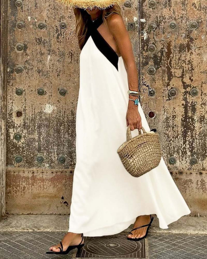 Christine - Elegant Dress with Open Back and Fashionable Cross Neckline