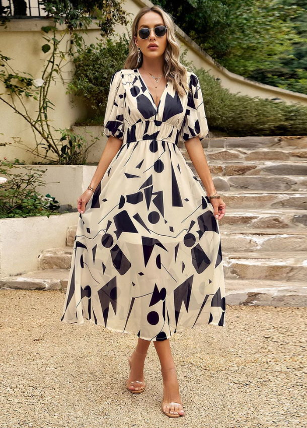 Veloura - Flattering Floral Midi Dress