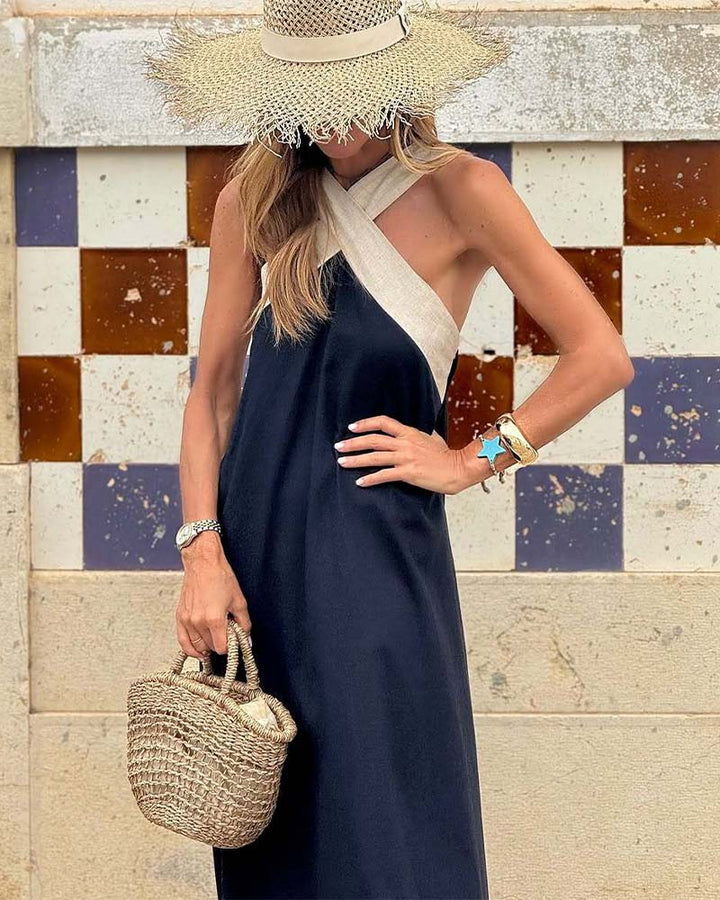 Christine - Elegant Dress with Open Back and Fashionable Cross Neckline
