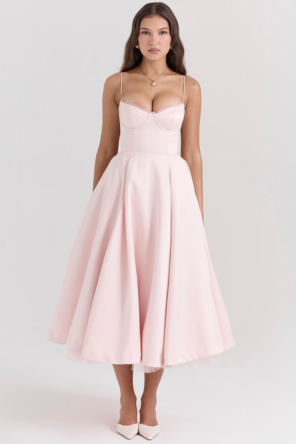 Florine - Satin-Tulle-Midi Dress