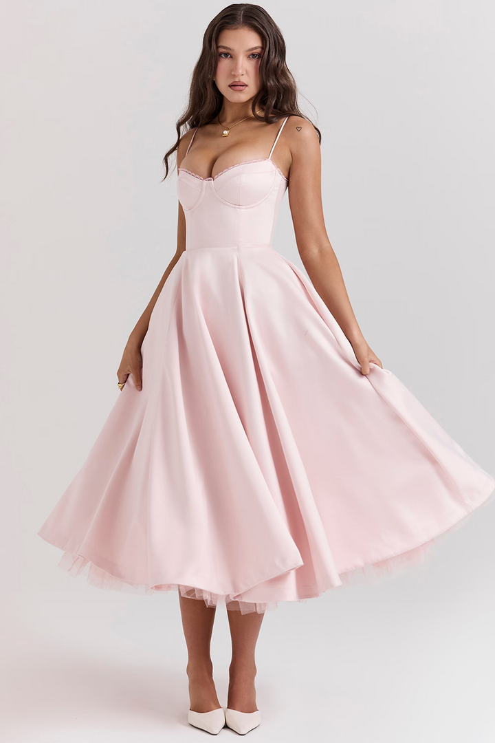 Florine - Satin-Tulle-Midi Dress