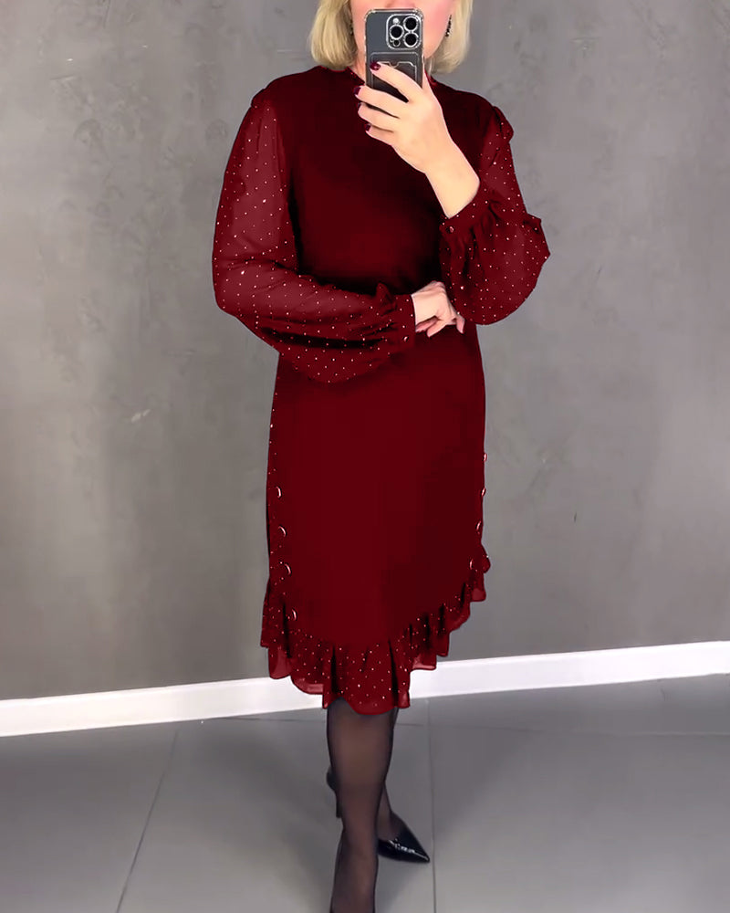 Jennie - Elegant Dress with Sheer Sleeves and Flattering Cut for Fall Occasions