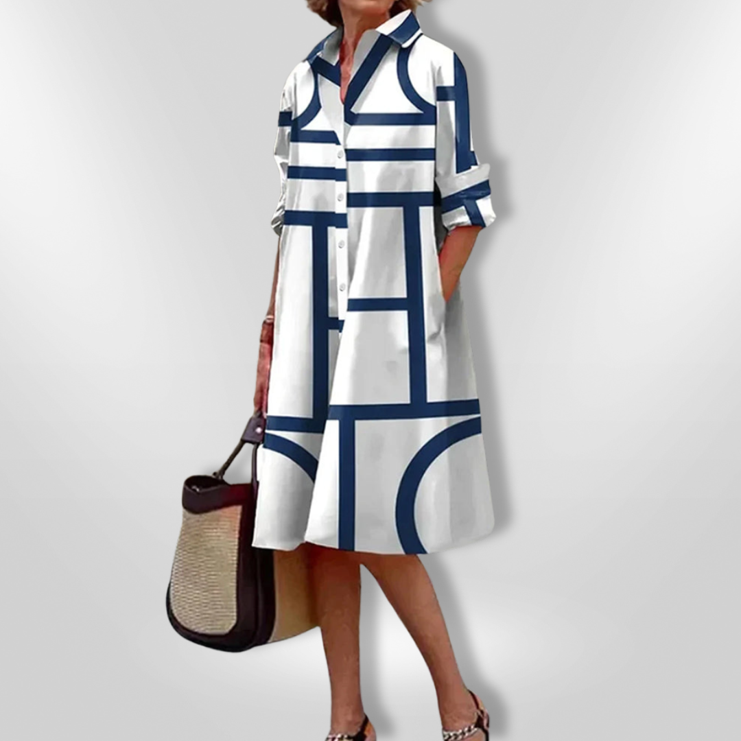 Halena - Midi Dress with Geometric Pattern