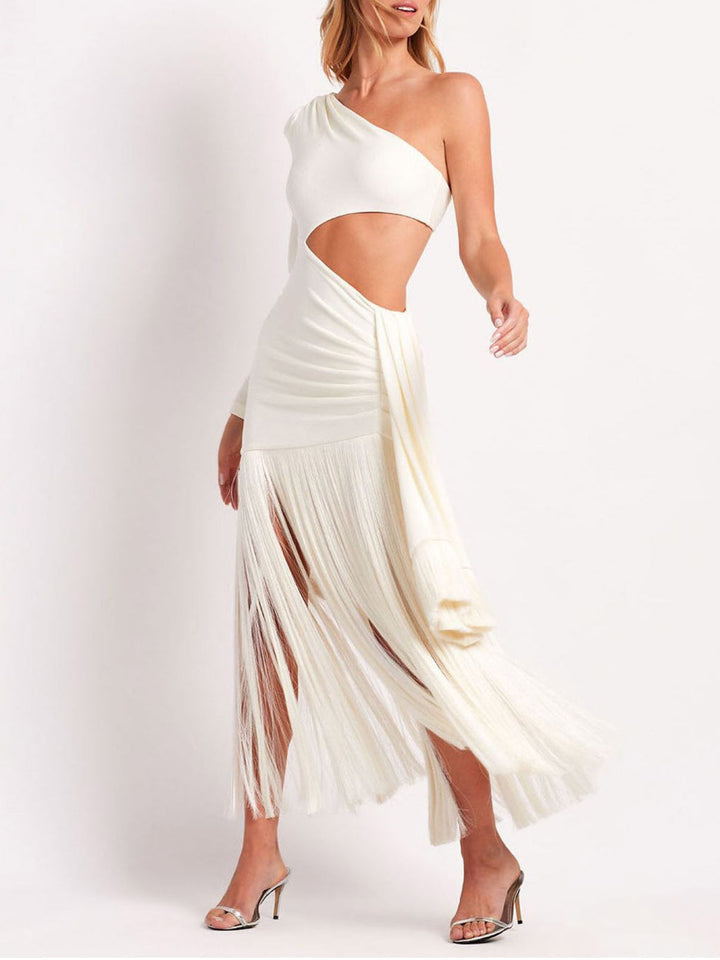 Hannah - Stunning Cutout Fringe Maxi Dress