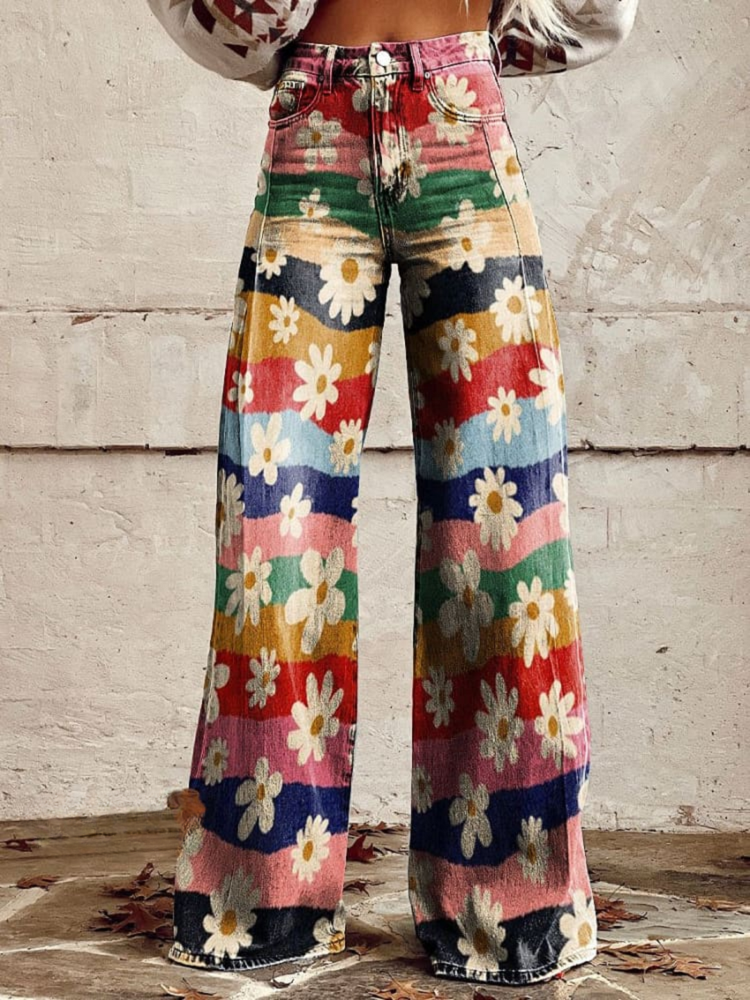Lou - Elegant and Comfortable Retro Floral Pants