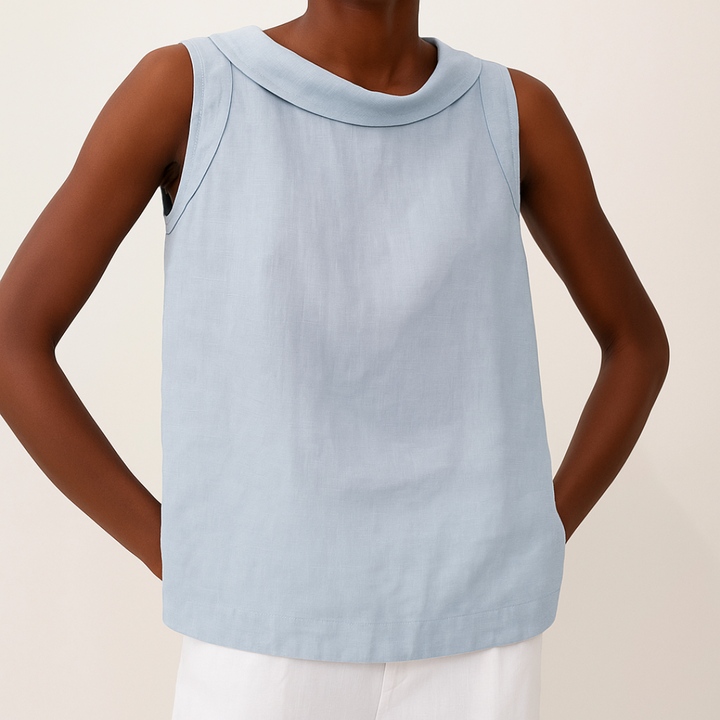 Camellia – Sleeveless Roll Collar Top