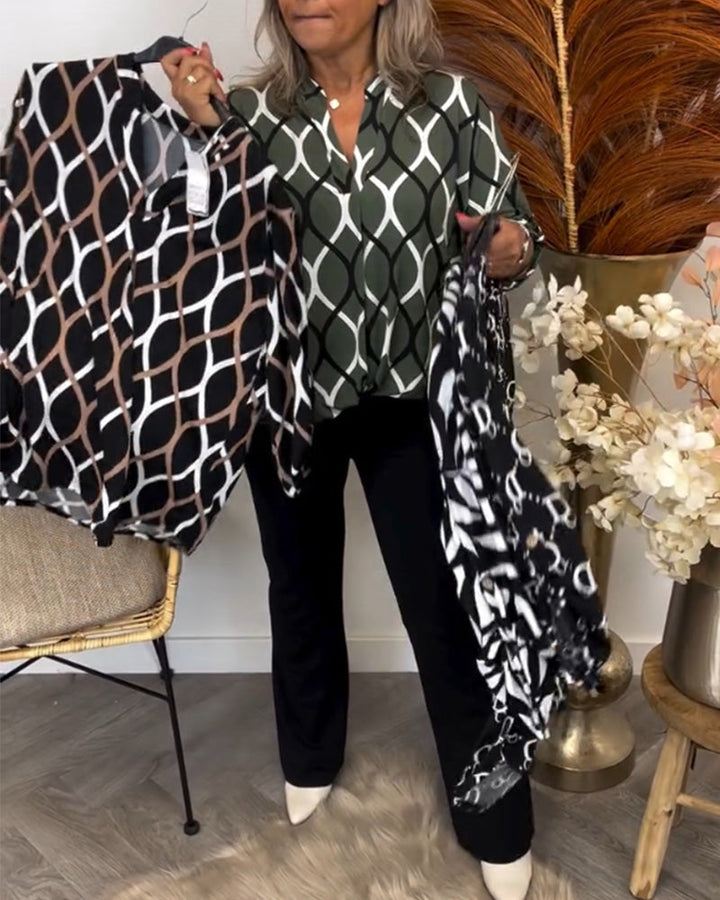 Juliet - Casual Blouse with Long Sleeves and Elegant Pattern