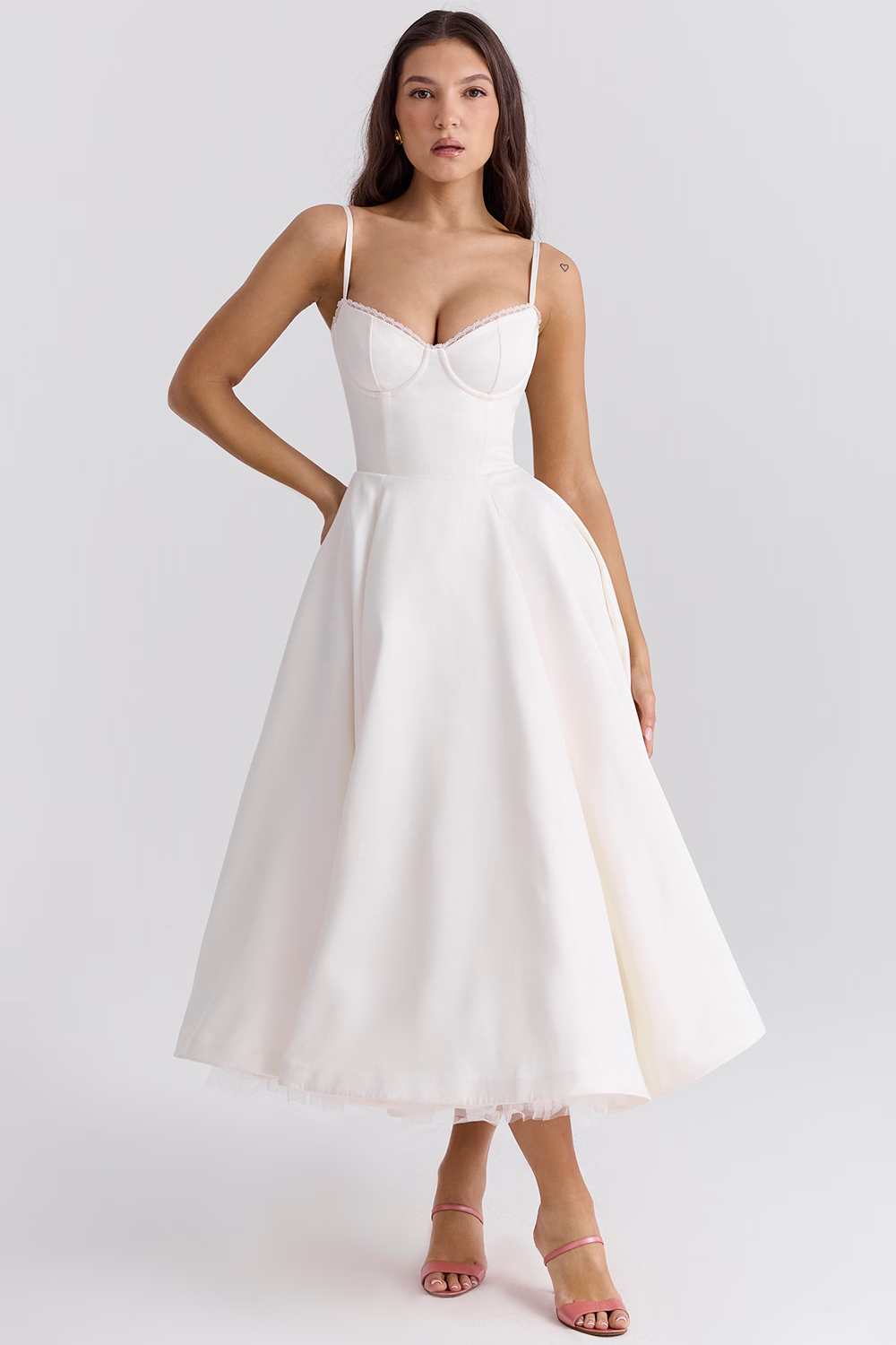 Florine - Satin-Tulle-Midi Dress