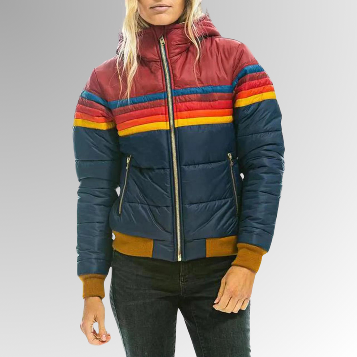 Lizzy - Rainbow striped zipped jacket