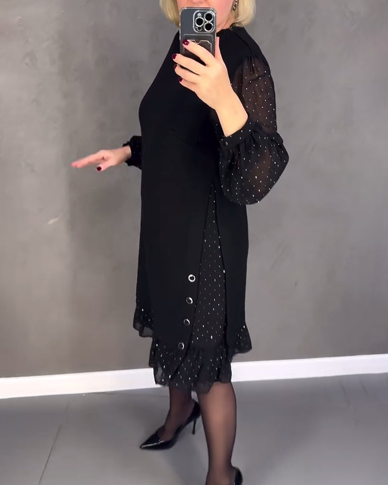 Jennie - Elegant Dress with Sheer Sleeves and Flattering Cut for Fall Occasions