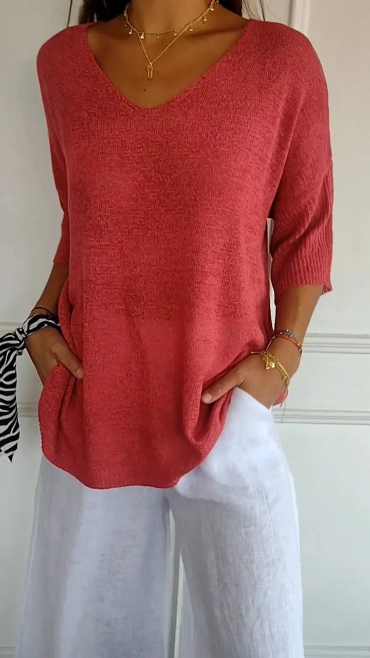 Heather - Knitted V-neck top