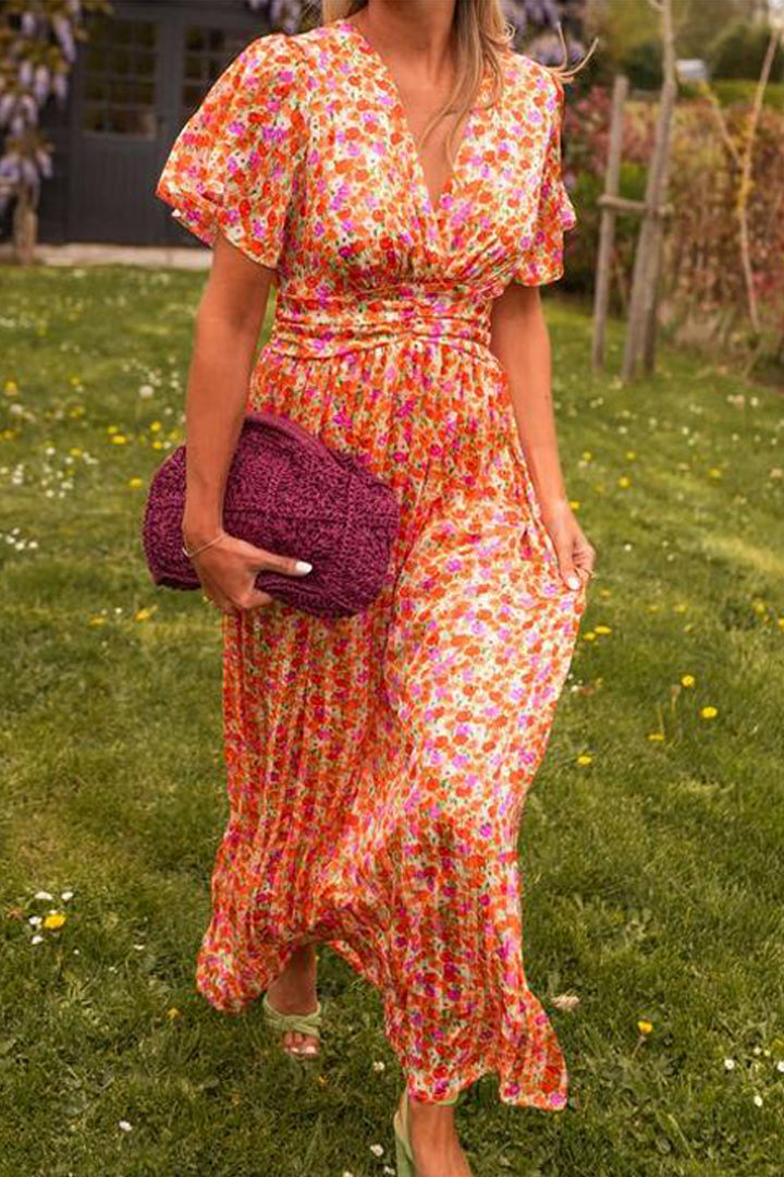 Mandy - Long Dress with Floral Print in a Romantic and Light Style