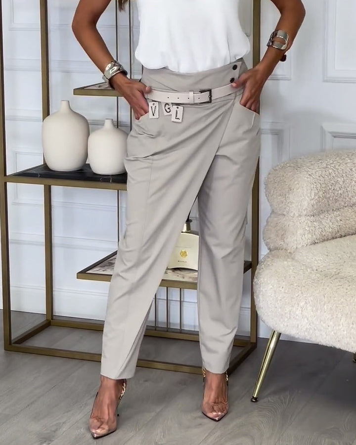 Merel - Patchwork trousers with belt