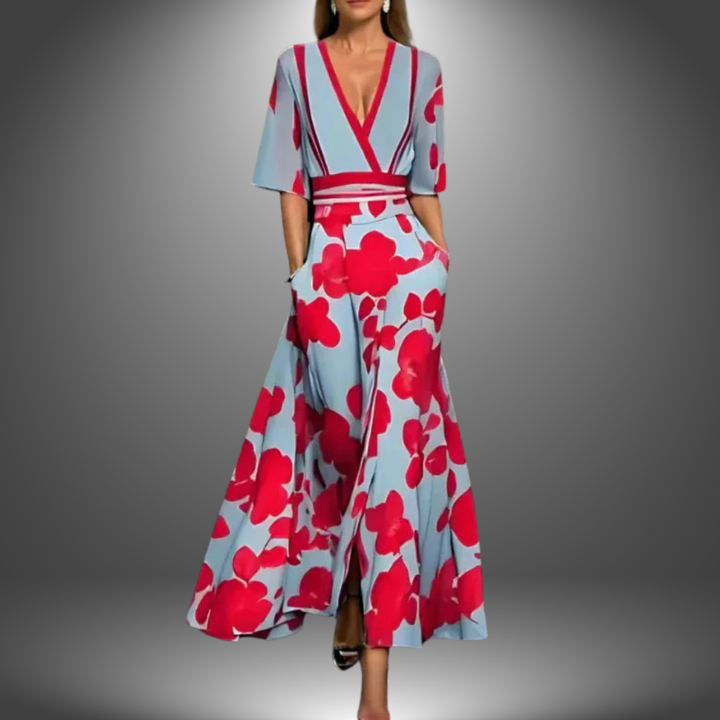 Alexa - Chic Floral V-Neck Maxi Dress