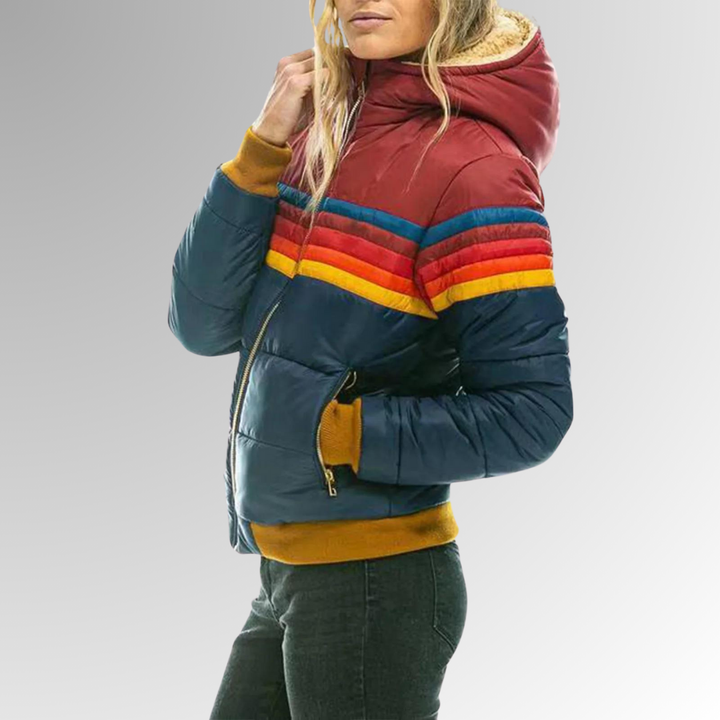 Lizzy - Rainbow striped zipped jacket