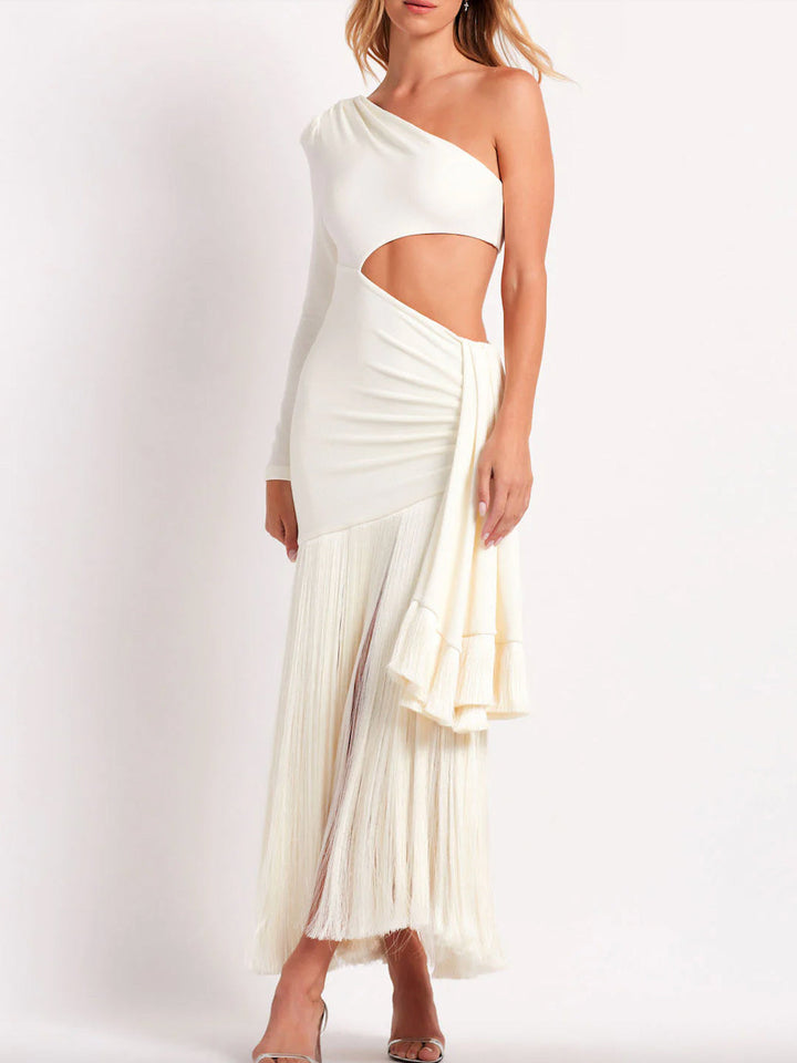 Hannah - Stunning Cutout Fringe Maxi Dress