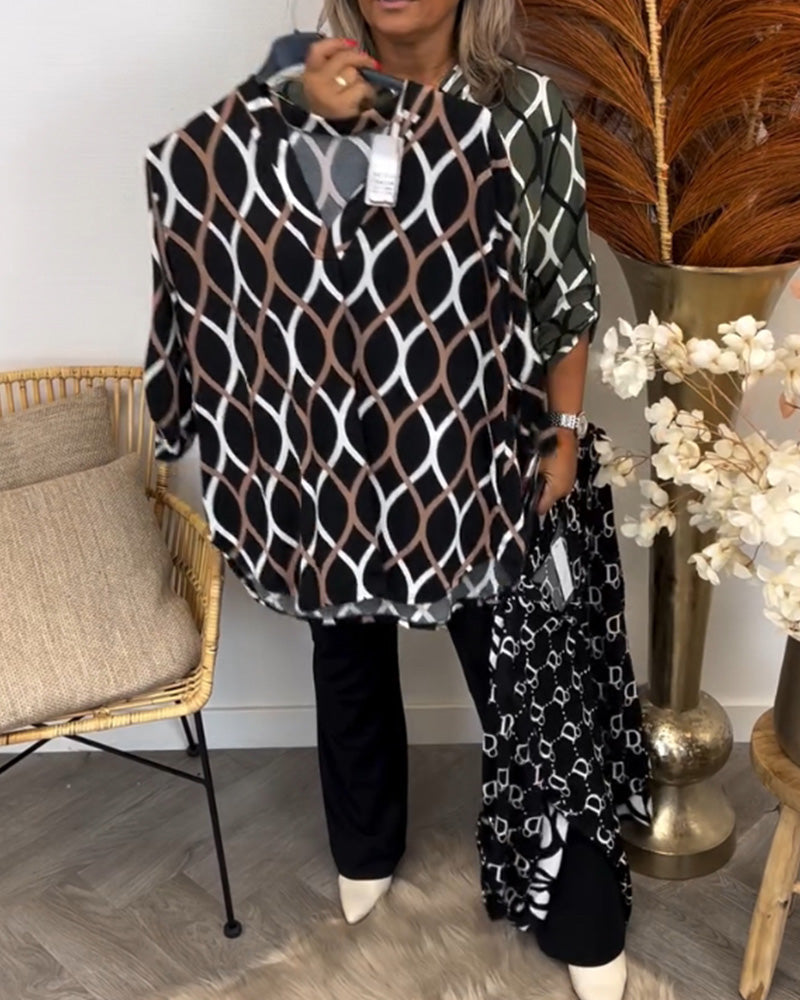 Juliet - Casual Blouse with Long Sleeves and Elegant Pattern