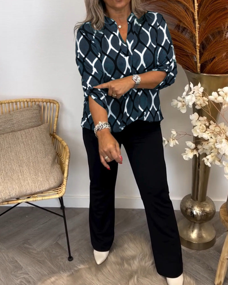 Juliet - Casual Blouse with Long Sleeves and Elegant Pattern