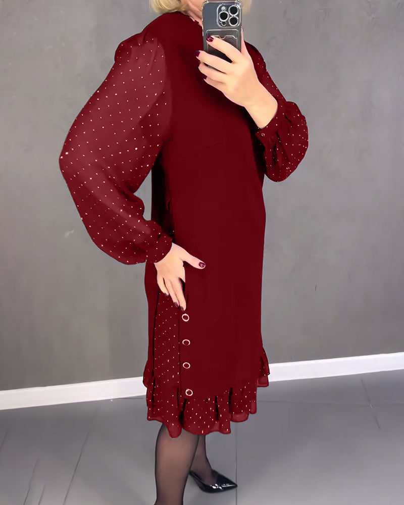 Jennie - Elegant Dress with Sheer Sleeves and Flattering Cut for Fall Occasions