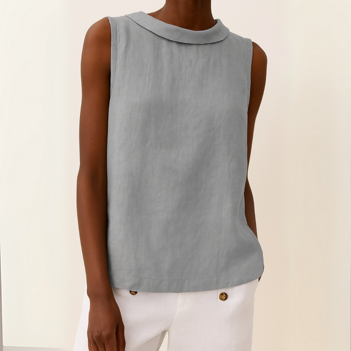 Camellia – Sleeveless Roll Collar Top
