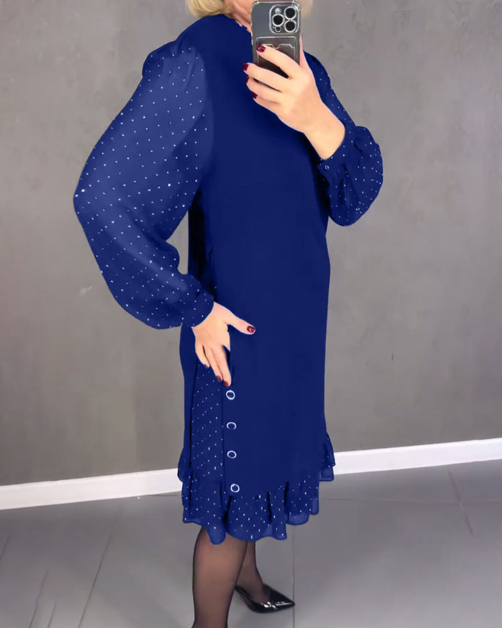 Jennie - Elegant Dress with Sheer Sleeves and Flattering Cut for Fall Occasions
