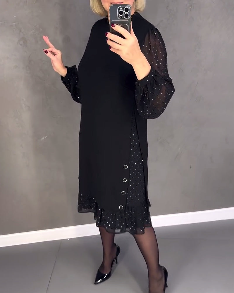 Jennie - Elegant Dress with Sheer Sleeves and Flattering Cut for Fall Occasions