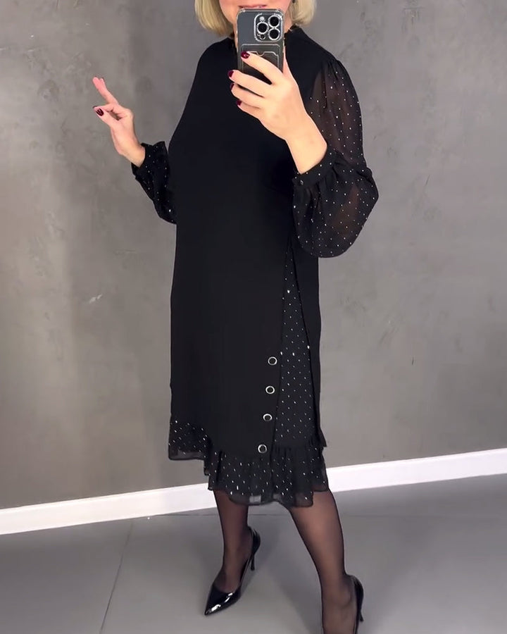 Jennie - Elegant Dress with Sheer Sleeves and Flattering Cut for Fall Occasions