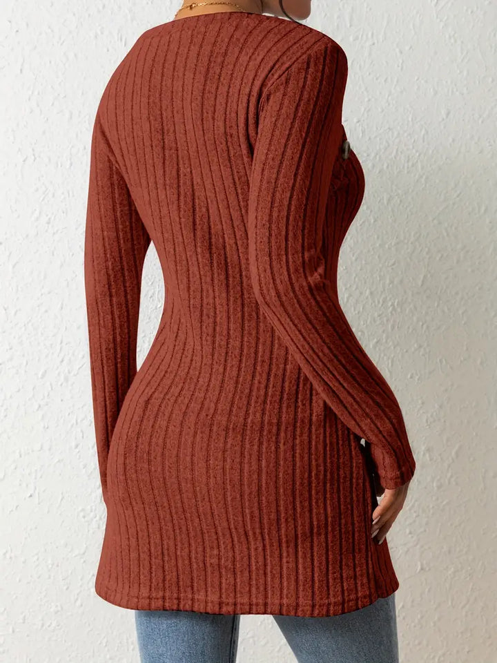 Jasmine - Asymmetric Top with Buttons and Ribs