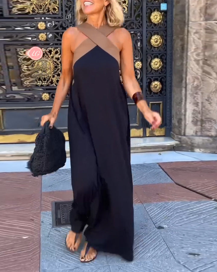Christine - Elegant Dress with Open Back and Fashionable Cross Neckline
