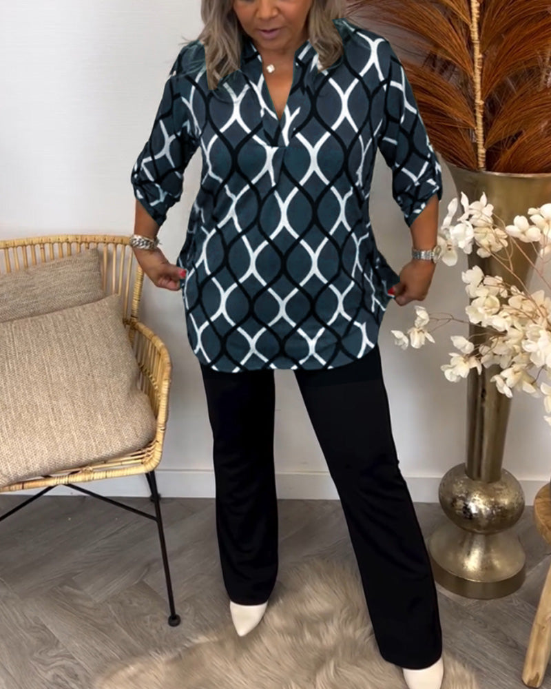 Juliet - Casual Blouse with Long Sleeves and Elegant Pattern
