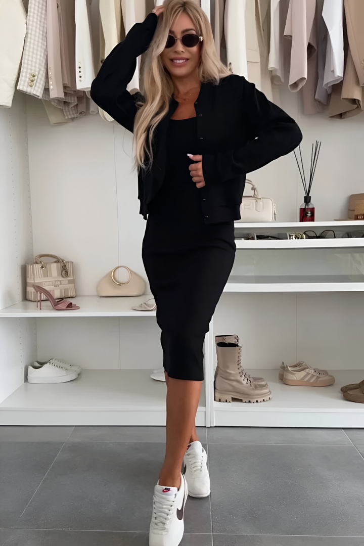 Marcellea - Comfortable Midi Dress & Cardigan