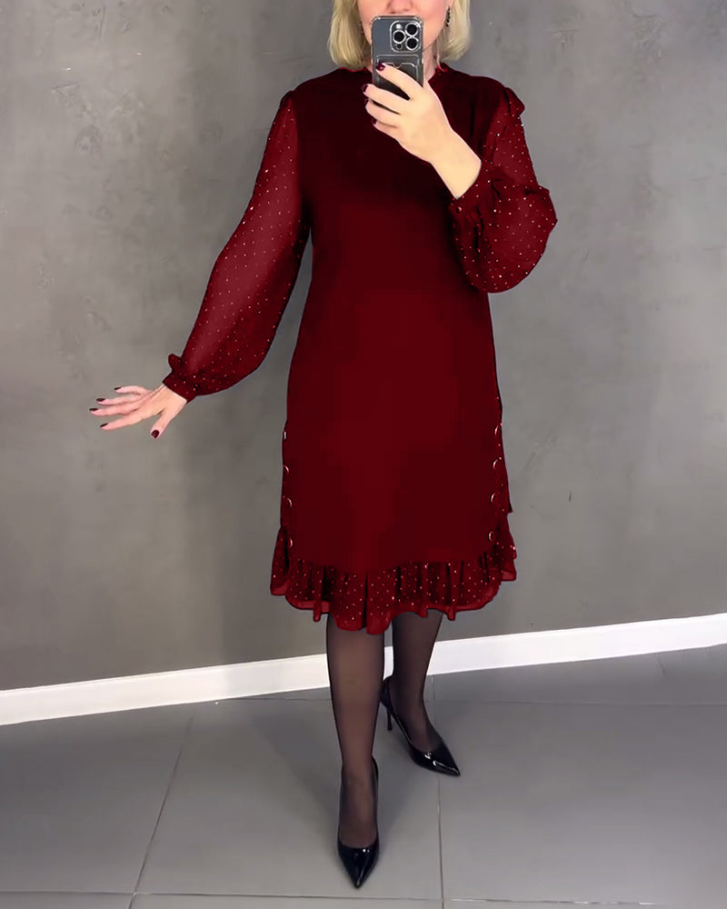 Jennie - Elegant Dress with Sheer Sleeves and Flattering Cut for Fall Occasions