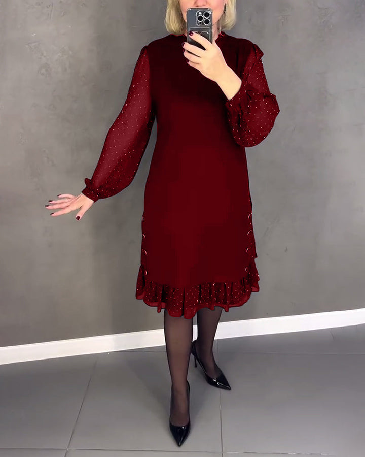Jennie - Elegant Dress with Sheer Sleeves and Flattering Cut for Fall Occasions
