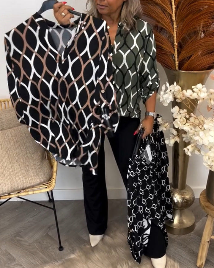 Juliet - Casual Blouse with Long Sleeves and Elegant Pattern