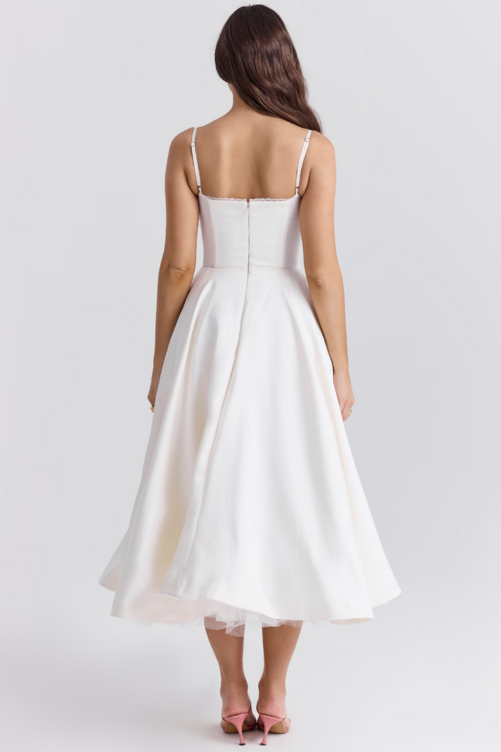 Florine - Satin-Tulle-Midi Dress