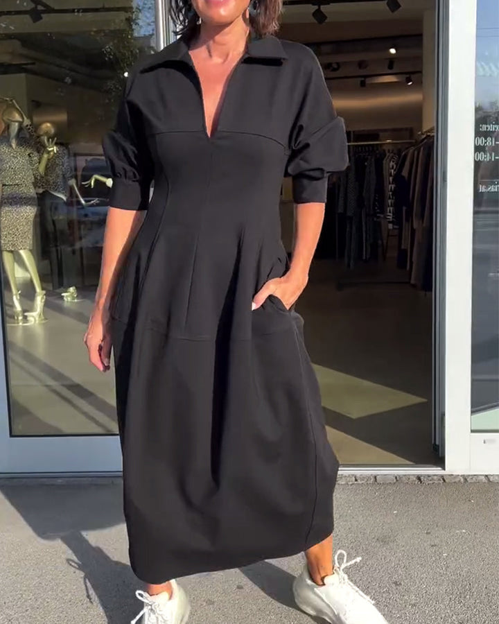Maela - Comfortable Black Dress