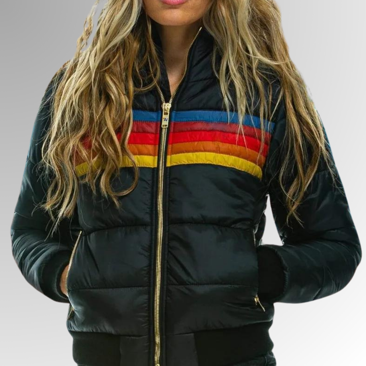 Lizzy - Rainbow striped zipped jacket