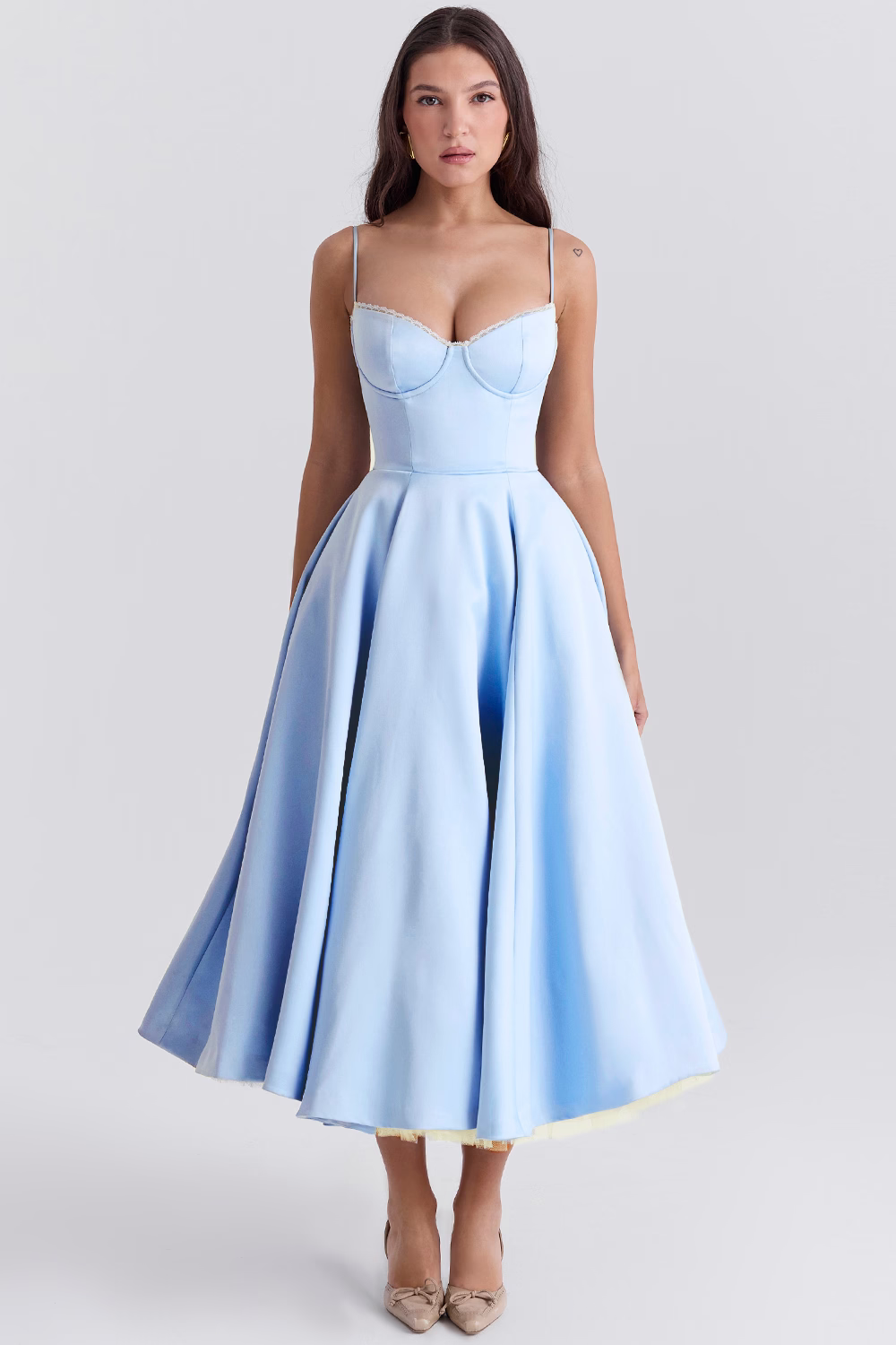 Florine - Satin-Tulle-Midi Dress
