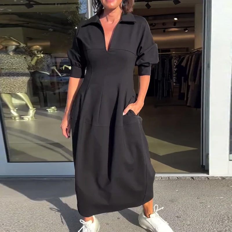 Maela - Comfortable Black Dress