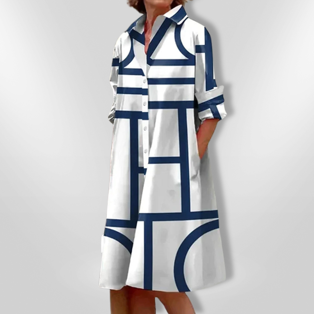 Halena - Midi Dress with Geometric Pattern