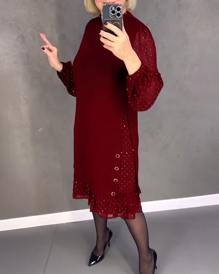 Jennie - Elegant Dress with Sheer Sleeves and Flattering Cut for Fall Occasions