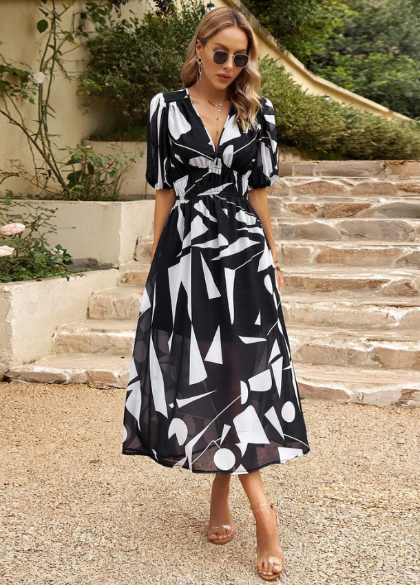 Veloura - Flattering Floral Midi Dress