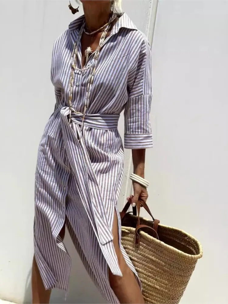 Denise - Striped dress with collar