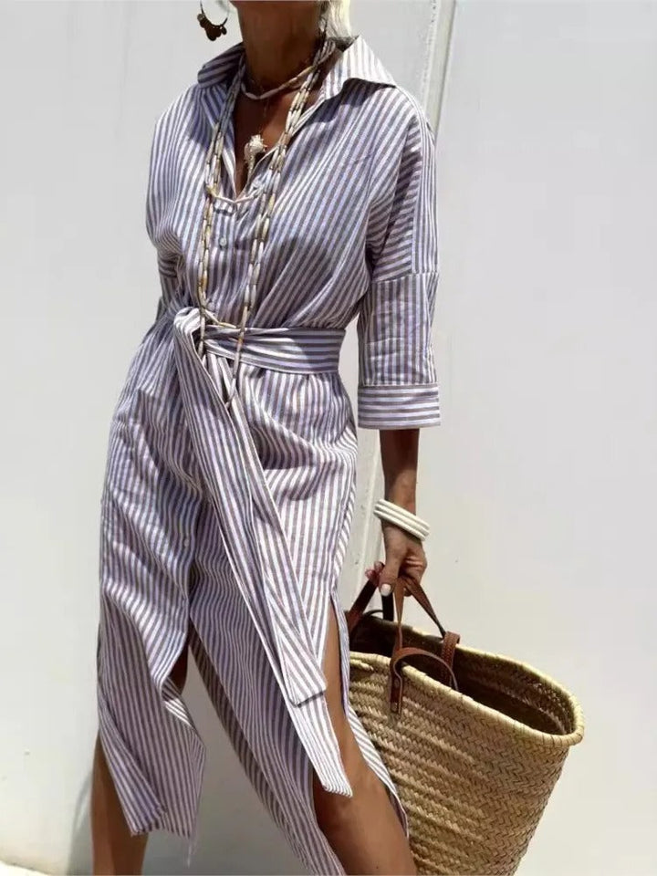 Denise - Striped dress with collar