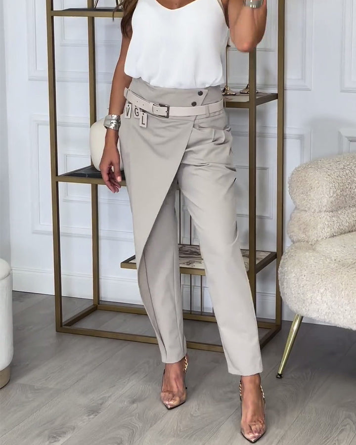 Merel - Patchwork trousers with belt